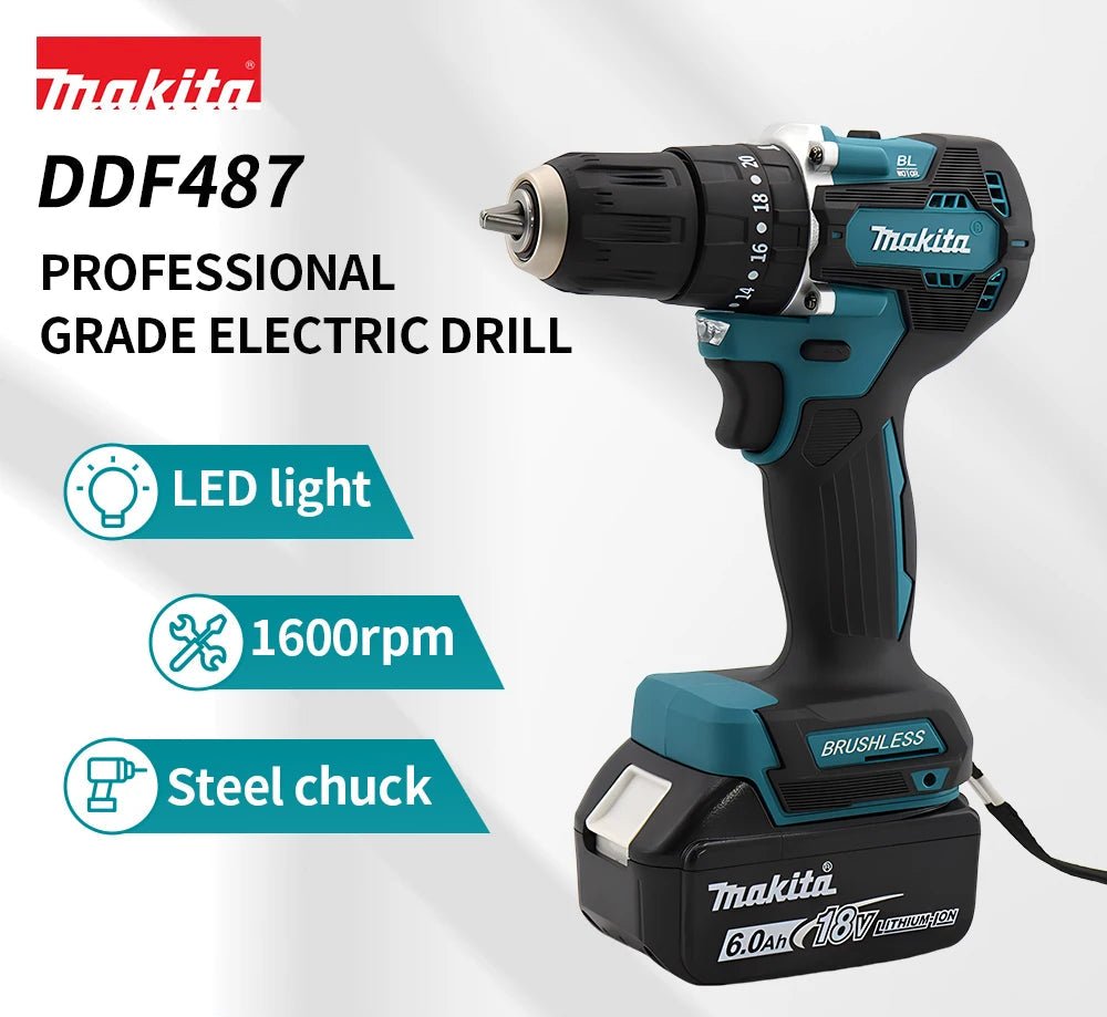 Makita DDF487 18V Børsteløs Drill - Cameno.No