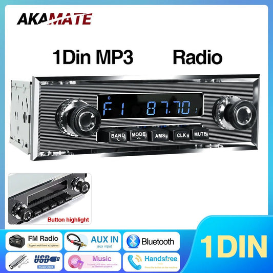 "Retro bilradio – Klassisk design med FM, AUX & Bluetooth - Cameno.no
