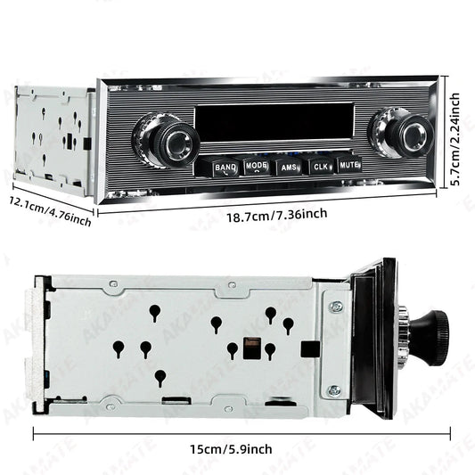 "Retro bilradio – Klassisk design med FM, AUX & Bluetooth - Cameno.no